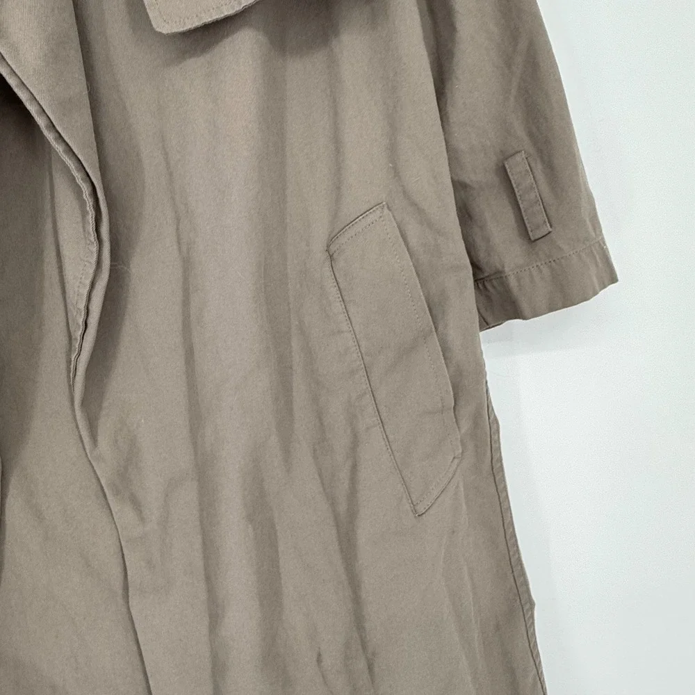 AllSaints Kay Mac Trench Coat Taupe Brown Cotton Grommet‎ Belted Cuff US 6 W009N